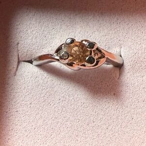 Rhinestone silver plated ring